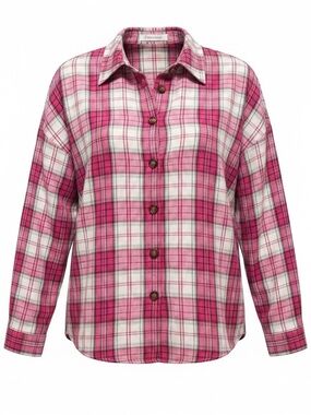 Fantaslook Pink Plaid Flannel Button Down Shirt